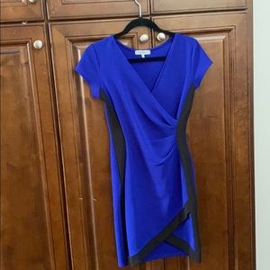 Cobalt Blue and Black Wrap Dress